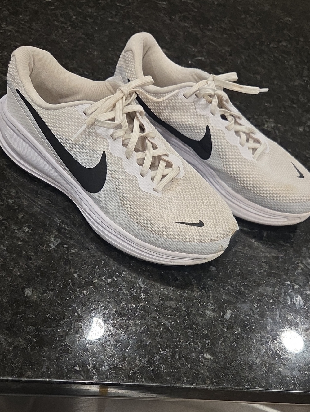 Nike Revolution Men’s Running Shoes - White with Black Swoosh Size 8.5